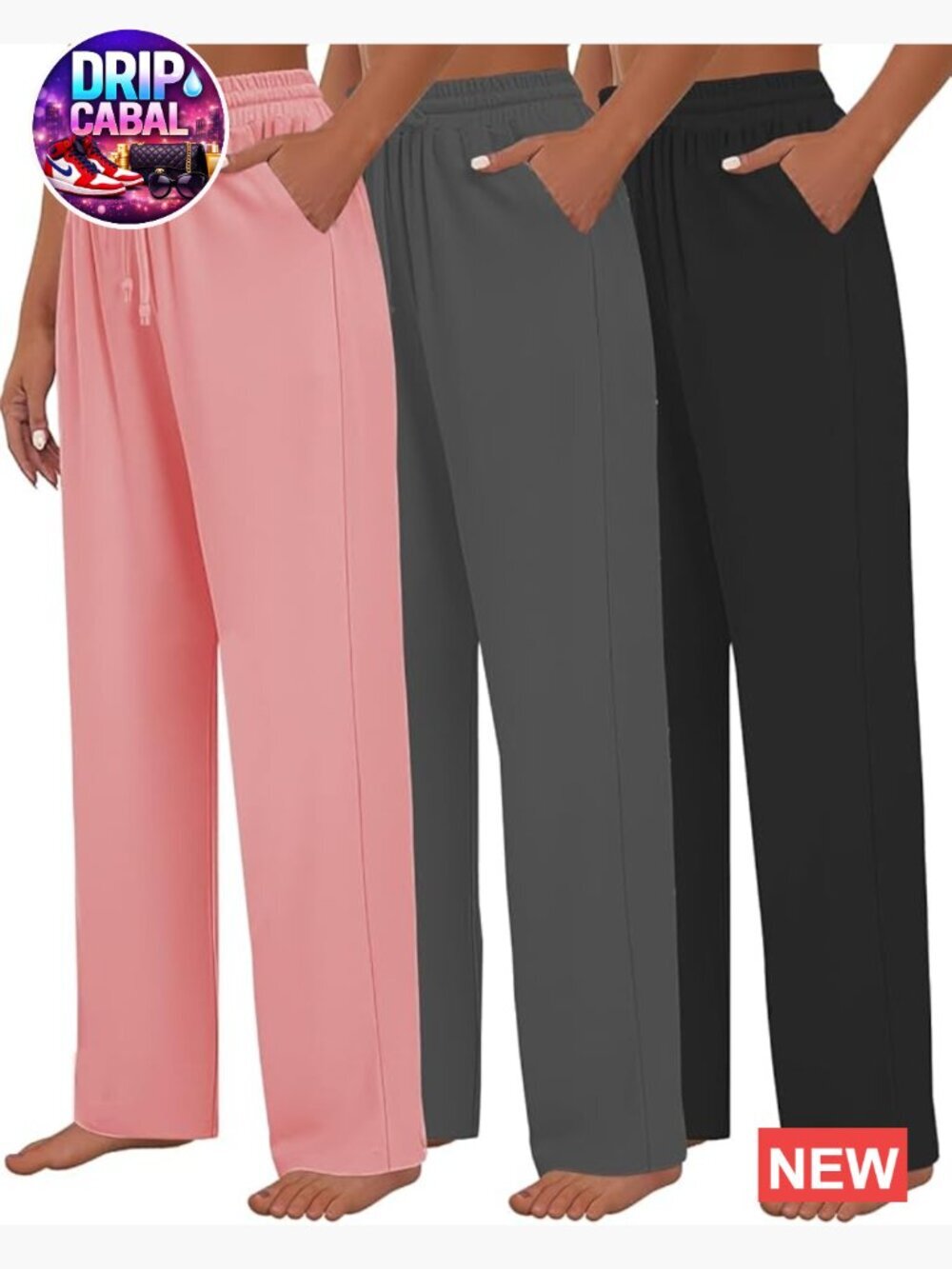 3 Pack Womens Yoga Sweatpants Wide Leg Lounge Pajama Pants Drawstring Workout